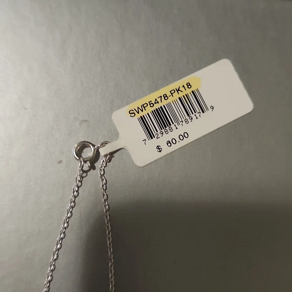 Macy's Crystal Heart Crystal 18" Pendant Necklace in Sterling Silver Pink - Picture 3 of 3